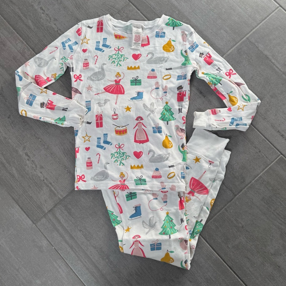 Mini Boden 12 days of Christmas Kids Pajama long Johns girls sz 8 9 10